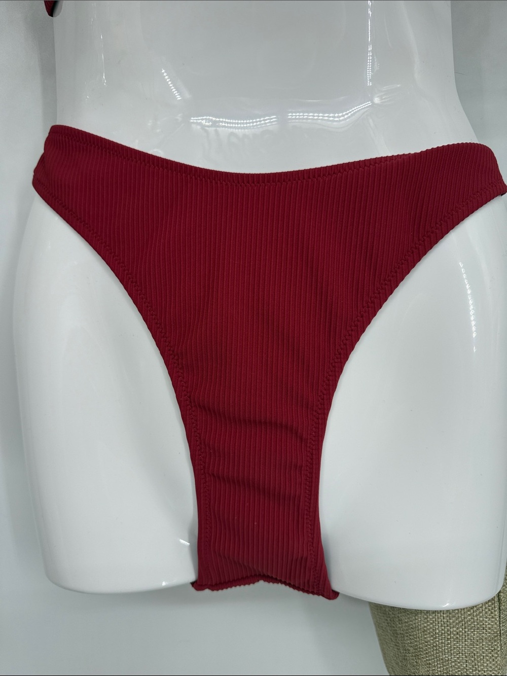 Red Ribbed Cutout Bikini Set - Picture 2 of 9